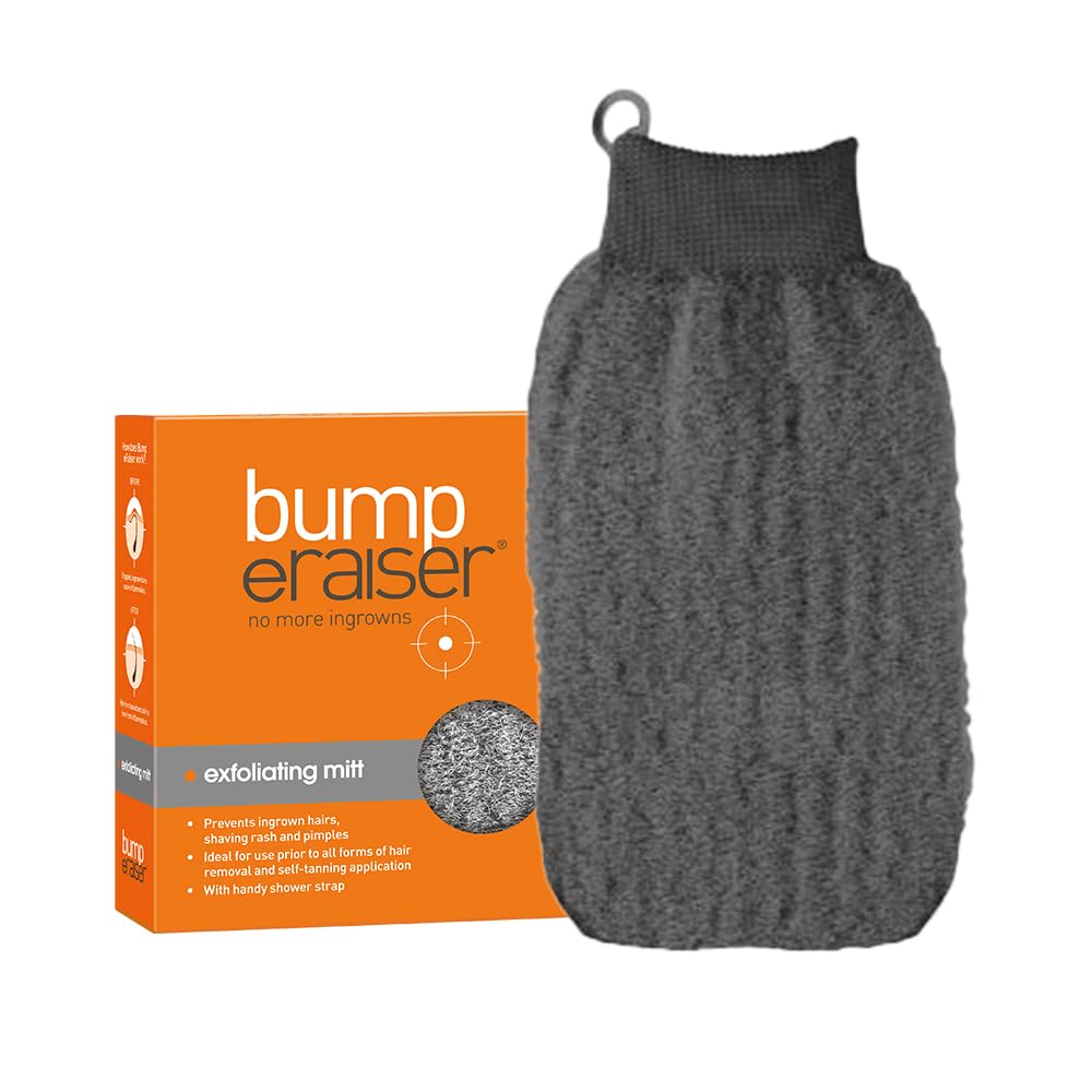 Bump Eraiser Exfoliating Mitt for use After Hair Removal To Reduce the Chances of Ingrown Hairs or before Tanning