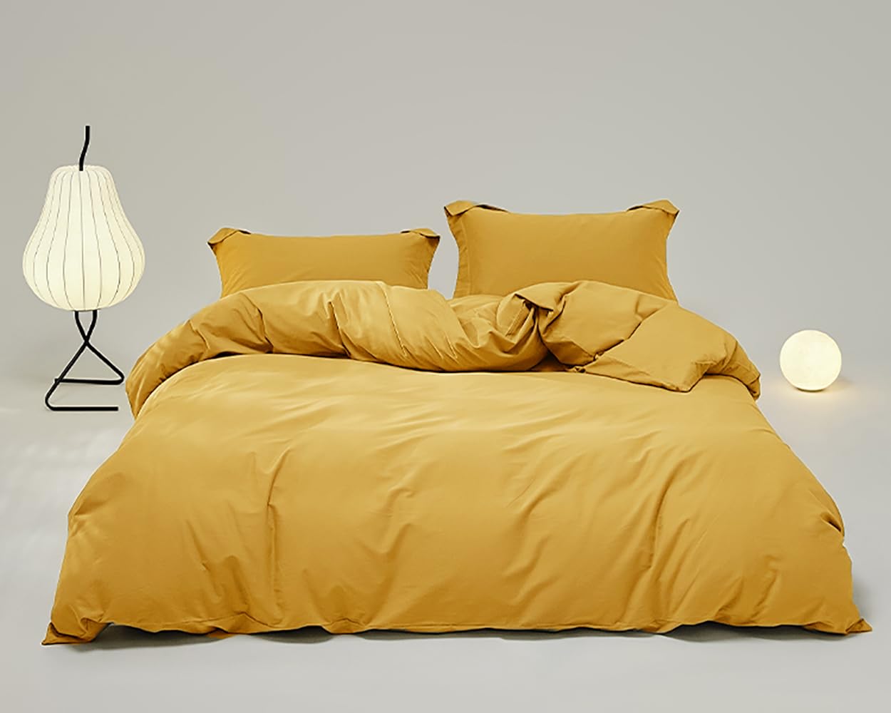 Houseri Mustard Yellow Comforter Set Queen Dark