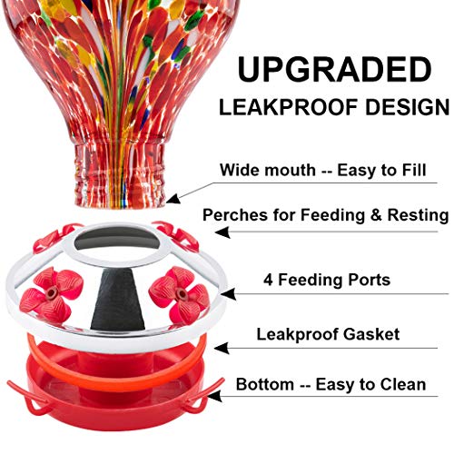 WOSIBO Hummingbird Feeder for Outdoors Patio 16 Ounces Colorful Hand