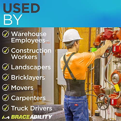 BraceAbility Industrial Work Back Brace Removable Suspender Straps