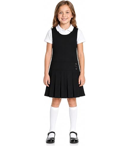 black uniform dress Bienzoe Sleeveless Classic Girls Jumper: School 4 long zipper this jumper