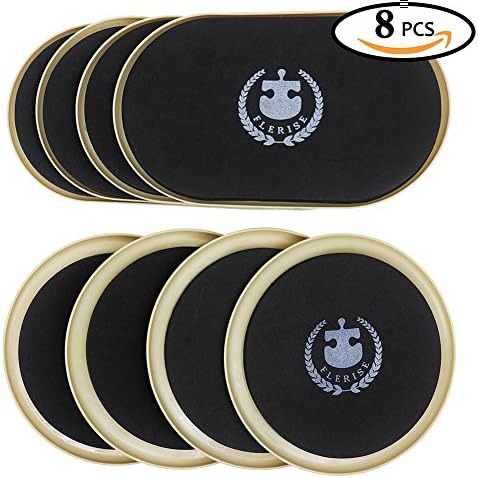 FLERISE Furniture Sliders for Carpet Surfaces Move Heavy Furniture Quickly and Easily with Furniture Pads 8 Pack (4 Pack 7" Round and 4 Pack 9.5" Ellipse)