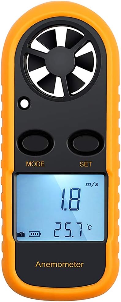 Gmadostoe Digital Anemometer Handheld, Anemometer Digital Lcd, Measuring Temperature Wind Chill Air Flow Velocity, for Windsurfing, Sailing, Fishing, Kite Flying, Mountaineering