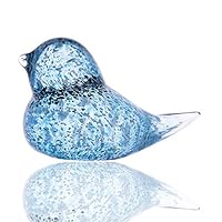 Qf Handmade Bluebird Glass Blown Art Animal Figurine Sculpture Status Home Decor Murano Blue Paper Weight