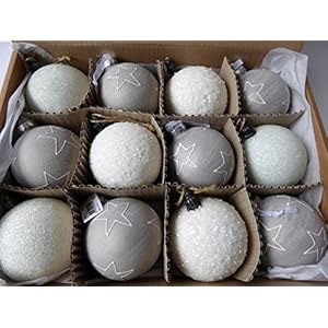 Christmas Style Grijze Ster en Sneeuwwitje Kralen Glas Bauble Collectie