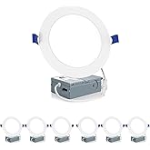 Meconard 6 Pack 6 Inch LED Recessed Ceiling Light, 2700K/3000K/3500K/4000K/5000K Selectable, Dimmable 12W=110W, 1050LM, IC Rated Can-Killer Downlights with Junction Box, ETL and Energy Star Listed