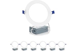Meconard 6 Pack 6 Inch LED Recessed Ceiling Light, 2700K/3000K/3500K/4000K/5000K Selectable, Dimmable 12W=110W, 1050LM, IC Rated Can-Killer Downlights with Junction Box, ETL and Energy Star Listed