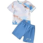Kid Toddler Baby Boys Clothes Tie-dye Palm Leaf Top 2Pcs Summer Shorts Set