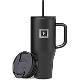 IRON °FLASK Co-Pilot Insulated Mug w/Straw & Flip Cap Lids - Cup Holder Bottle for Hot, Cold Drink - Leak-Proof - Water, Coffee Portable Travel Mug -, 32 Oz