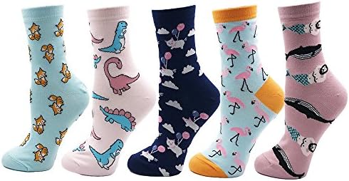Cartoon Animal&amp;Fruit&amp;Food Women Crew Socks Gift Box 5 Pairs/Lot US 4-7