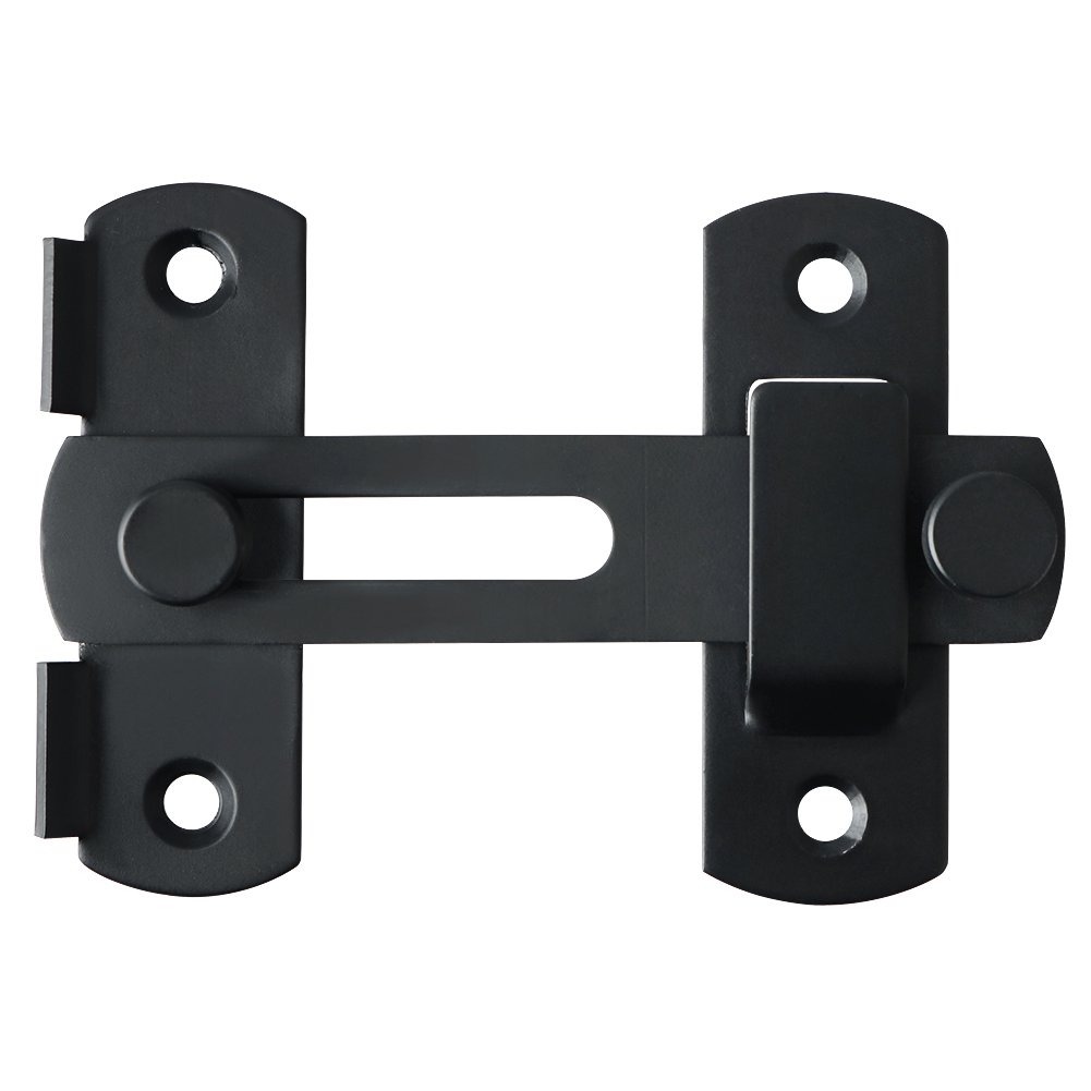 Sayayo Gate Lock Door Latch 180° Small Gate Bolt Sliding Door Lock for Wooden Gates Internal Door Garden, Stainless Steel Black, 2MM Thickness
