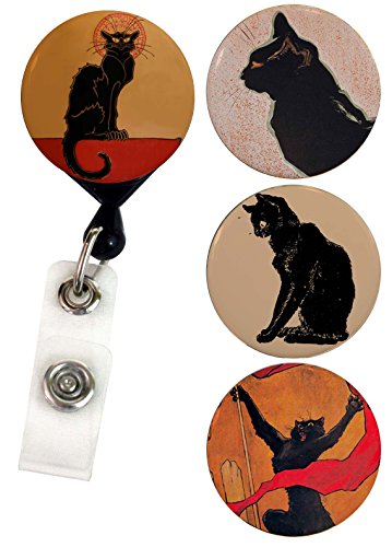 Buttonsmith Steinlen Cats Tinker Reel Retractable Badge Reel - with Alligator Clip and Extra-Long 36 inch Standard Duty Cord - Made in The USA