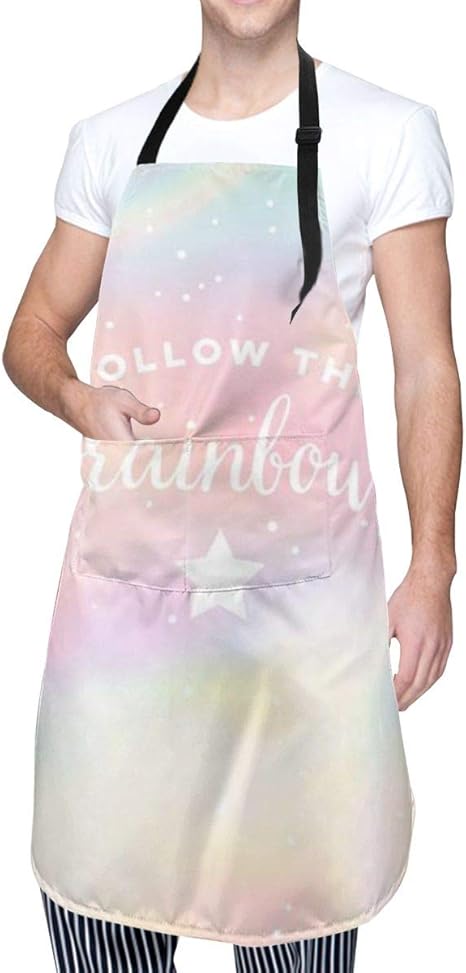 Amazon Kapanou エプロン マルチカラーフォローレインボー曇りイラストスカイアブストラクトサンホワイトオレンジストライプスペクトル おしゃれ スタイリッシュ 無地 ポケット付 男女兼用 シンプルデザイン 仕事用 家庭用 カフェ用 保育士用 しわになりにくい