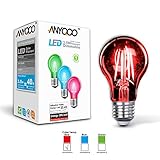 Red Led Light Bulb A19 3.5 Watt E26 Medium Base 27,000 Hour Lifespan Clear Glass Lights up Red Saving Energy Dimmable (Red)