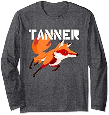 Unisex Tanner Name Big Long sleeve shirt Medium Dark Heather