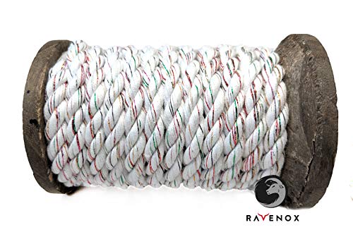 image for FMS Ravenox Natural Twisted Cotton Rope | (Snow White Glitter)(3/8 Inc