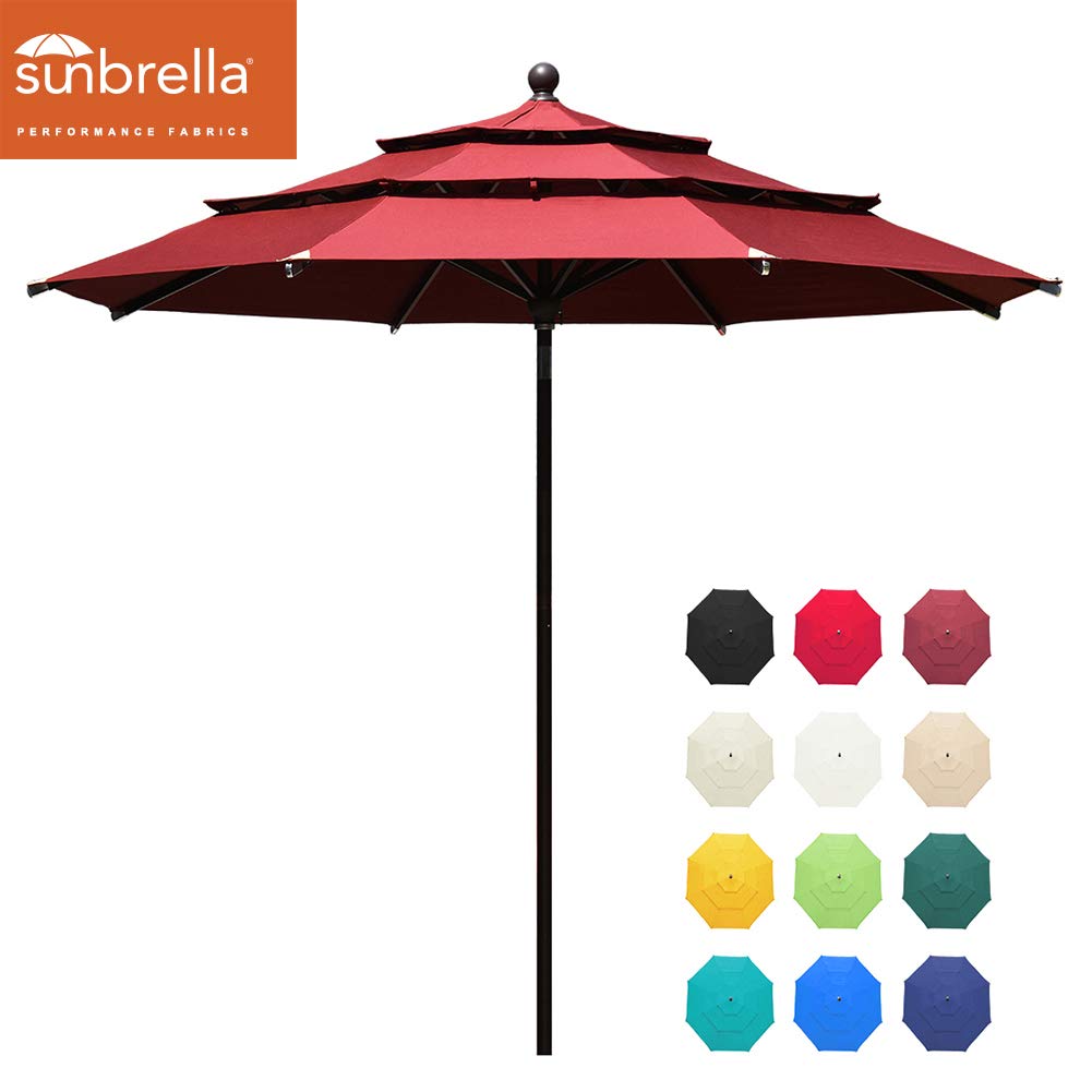 Eliteshade Sunbrella 11ft 3 Tiers Market Umbrella Patio Outdoor Table Umbrella With Ventilation And 5 Years Non Fading Top Burgundy Amazon In Garden Outdoors