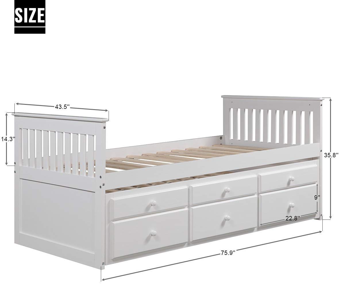 Brown Hooseng Platform Captains Twin Daybed With Trundle Bed And Storage Drawers Bed Frames Headboards Footboards Home Kitchen Ilsr Org