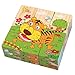 Lewo Wooden Animal Block Puzzle Cube Pattern Blocks Animals Jigsaw Puzzles Boys Girls Toddlers 2 3 4 (Cube Puzzle)