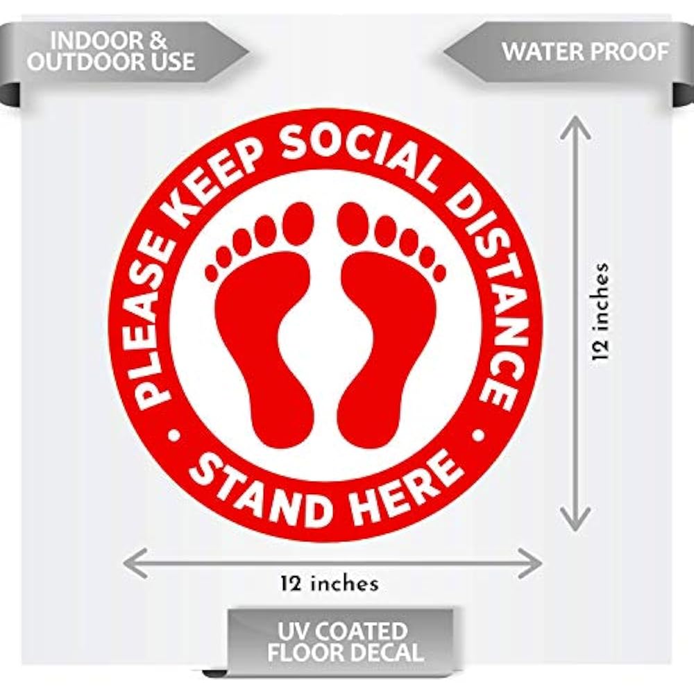 Social Distancing Floor Decals 10 Pack (6 Feet) Apart