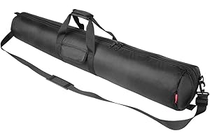 HEMMOTOP Tripod Bag, 47x7x7in All Padded Tripod Carrying Case with Shoulder Straps and Handles, Heavy Duty Light Stand Bag with Two Zippered Pockets for Pool Cue, Speaker Stand, Mic Stand