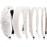 TODDER 6PCS Pearl Headbands for Women, Bridal Hair Accessories White Headband Cute Fashion Elegant Bride Headbands for Wedding, Party, Prom and Birthday
