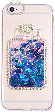 iPhone 6/6s Plus Case, MOEIDO Protective Glitter Liquid Defender Bumper Case with Strap for Girls Children, Perfume Bottle Floating Bling Sparkle Quicksand Case for iPhone 6/6s Plus 5.5 inch, Blue