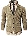 H2H Mens HIGH Neck Twisted Knit Cardigan Sweater with Button Details Ivory US L/Asia XL (KMOCAL020)