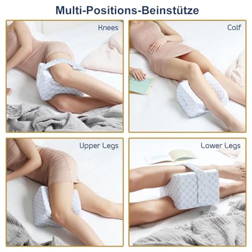 Ecosafeter Ergonomic Knee Pillow - Memory Foam Leg Pillow for Side Sleepers - Comfortable Back and Hip Support - Breathable Bamboo Cover