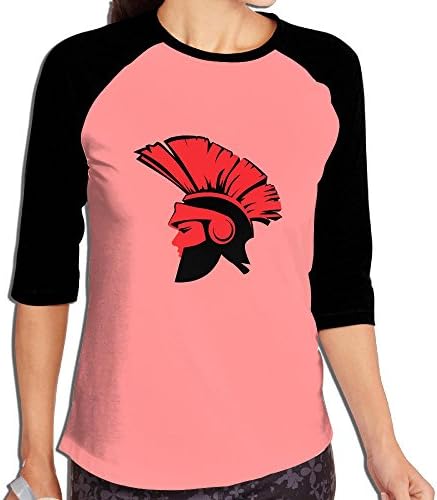 Classic Fashion Women's Stretch Cotton Cartoon Trojan Spartan Warrior Artistic Mid-Sleeve Raglan Shirt