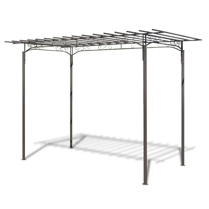WT Trade Premium Stahl Metall Pavillon Gartenlaube Gartenhaus Braun | 190 x 320 x 215 cm Metall Stahl | Garten Laube Gartenha