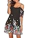 Naggoo Women's Summer Chiffon Floral Printed Cold Shoulder Loose Short Dress