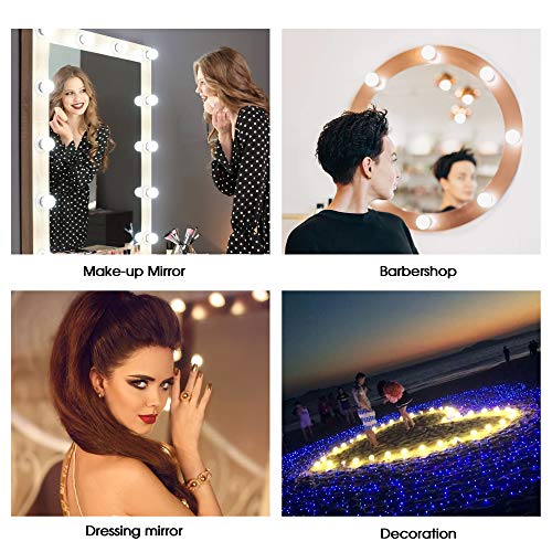 Luci da Specchio a LED in Stile Hollywood,Lampade da Toeletta Aourow con 10 Lampadine Dimmerabili,Lampada da Trucco a LED 3 Modalità Colore e 10 Luminosità per Specchio Cosmetico