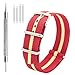 Nato Strap 4 Packs - 18mm 20mm 22mm Premium Ballistic Nylon Watch Bands Zulu Style with Stainless Steel Buckle (Black+Black Red+Black Khaki+Red Khaki, 20mm)