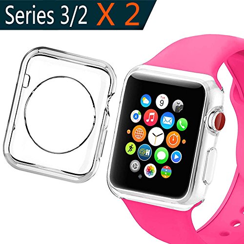 BOTOMALL for Apple Watch Case 38mm 42mm, Clear Soft Protector Cover Case for iWatch Series 3, Series 2 Nike+, Sport, Edition (Clear 2pack, 38mm)