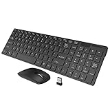 Wireless Keyboard Mouse Combo UPWADE 2.4GHz Ultra Compact Full Size Wireless Keyboard and Mouse Combo with Whisper quiet Design and Long Battery Life for Laptop Mac Tablet Desktop PC Computer Smart TV