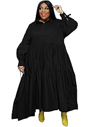Women's Plus Size Dress Fall Long Sleeve Button