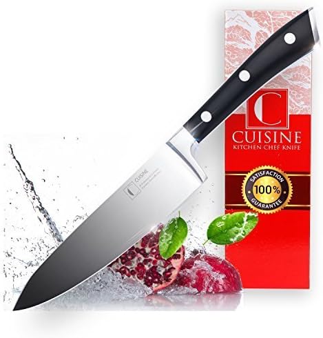 CUISINE Professional Kitchen Chef Knife Set – Super Sharp, 8-Inch, High Carbon German Stainless Steel – Well-Balanced, Lightweight, Ergonomic Handle – Durable, Rustproof + FREE Knives Sharpener by