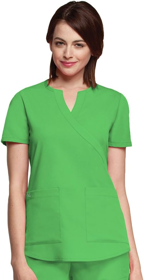 BARCO NrG Women's Junior Fit 2 Pocket Mock Wrap Panel Scrub Top