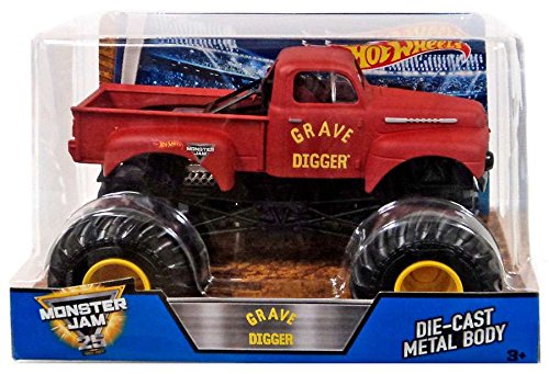 Hot wheels monster jam grave digger vehicle, red