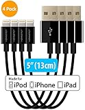 Short iPhone Charger Lightning Cable Charging Cord MFI by HomeSpot 5" Short Length Certified for iPhone X / 8/8 Plus / 7/7 Plus / 6/6 Plus / 5S iPad Air/Air 2 / Pro (4 Pack - Black)