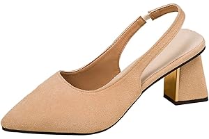Slingback Kitten Heels Pumps for Women Elegant Dressy Closed Pointed Toe Sexy Chunky High Heels Office Work Wedding Bride Pro