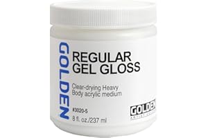 Regular Gel Gloss by GOLDEN, 8 fl. oz. Jar, Professional Acrylic Gel Medium, Transparent