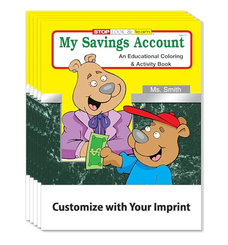 ZOCO - My Saving Account - Kids Educational Coloring Books (25 Bulk Pack, Without Crayons) - Learn About Money & Finances - Credit Union, Bank Handouts - Games, Puzzles, Activities for Kids