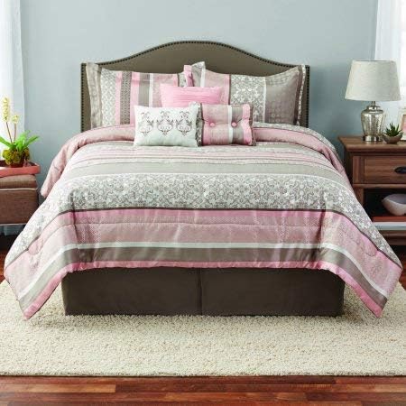 Amazon Com Mainstay Multi Stripe 7 Piece Jacquard Comforter Set