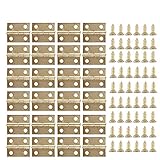 Dayree 50pcs Mini Metal Hinges Light Cabinet Drawer Butt Hinges Connectors for Gift Box Cosmetic Case Dollhouse Furniture with 200 Pieces Replacement Screws 0.6 x 0.7 inch Brass