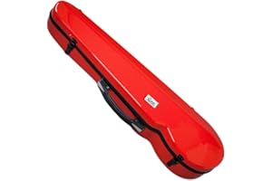 PAITITI Violin Shaped Full Size Durable Super Light Fiber Glass Case with Hygrometer Backpackable (Red)