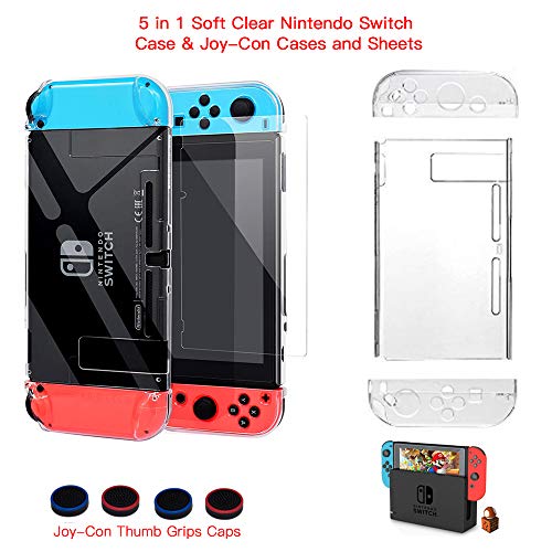 13 in 1 Case & Accessories Kit for Nintendo Switch Comes with BOENFU Switch Game Case, Screen Protector, Jon-Con Grips Caps, Controller Case, Sheets, Joy-Con Cases, Play Stand, Portable Strap