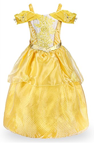 JerrisApparel Girls Princess Belle Costume Halloween Party Off Shoulder Dress