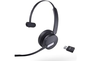 Yealink WH64 Hybrid DECT& Bluetooth Wireless Headset, 492ft Range Mono UC Zoom Headphones with DECT Dongle, 3X Mic, 26H Talk Time, Office Work Portable Single On Ear Headsets for PC,Cellphone,Laptop